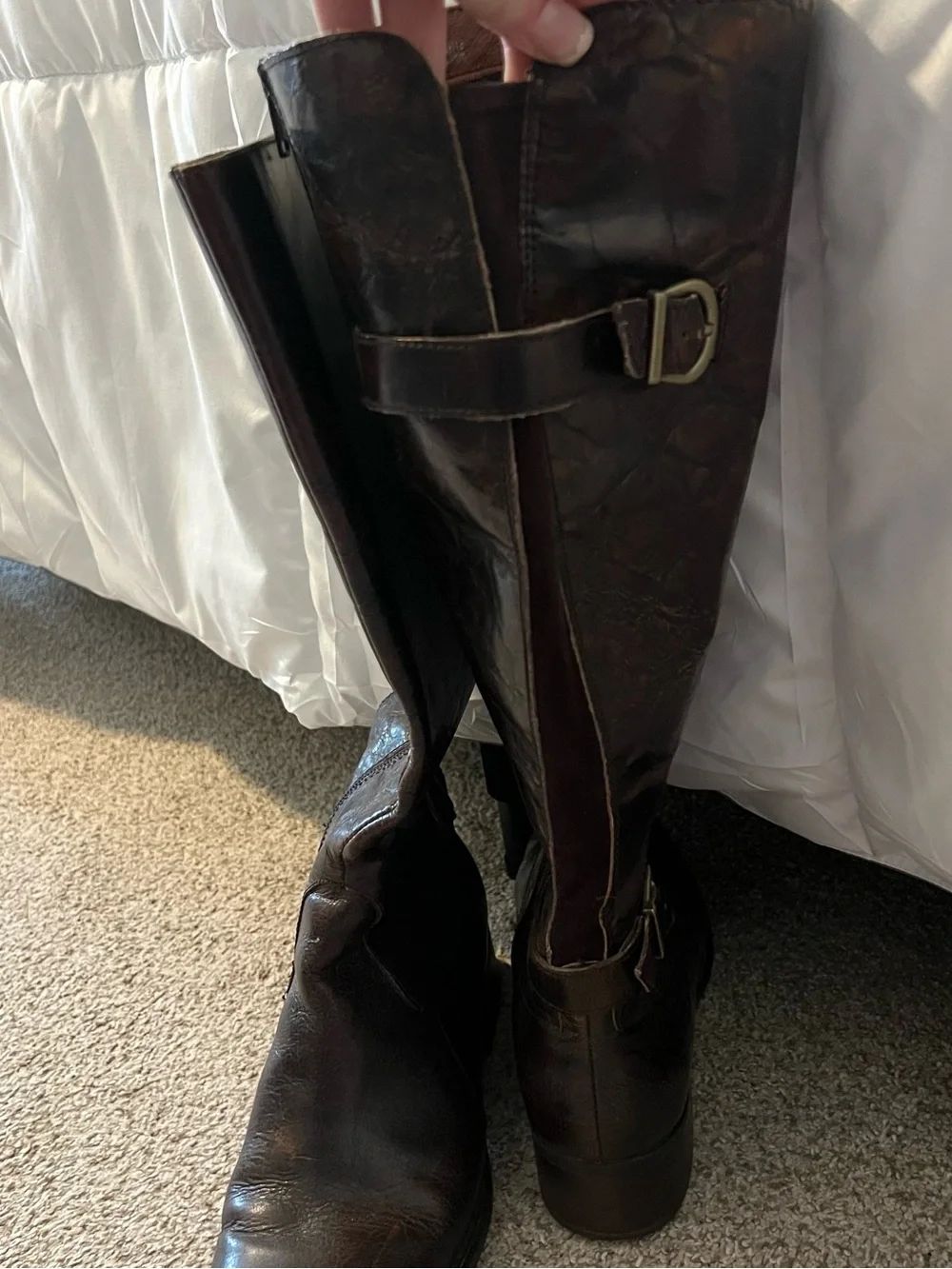 Born Dark Brown Over-the-Knee Leather Boots with Buckle Accents